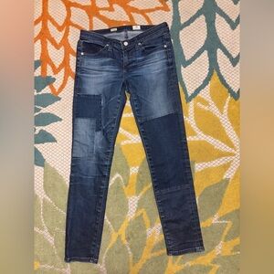 AG Stevie Ankle Patchwork Slim Straight Jeans 26R